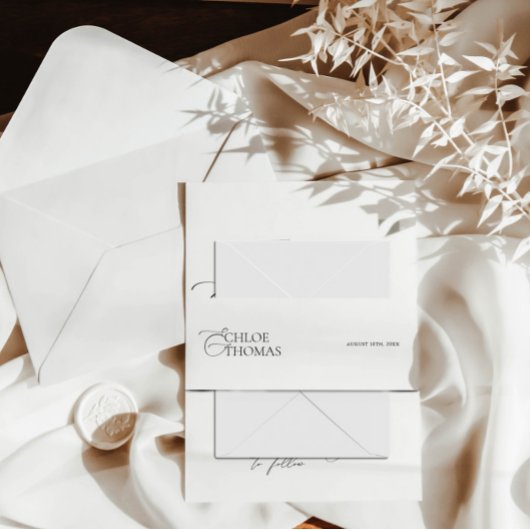 黒エレガント白結婚式招待状 招待状ベリーバンド