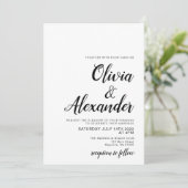 黒エレガント白結婚式招待状 招待状 (スタンド正面)