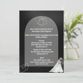 黒エレガント白結婚式招待状 招待状 (スタンド正面)