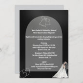 黒エレガント白結婚式招待状 招待状 (正面/裏面)