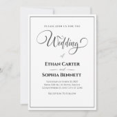 黒エレガント白結婚式招待状 招待状 (正面)