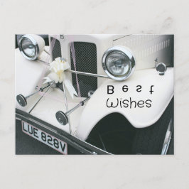 黒エレガント白結婚車 シーズンポストカード