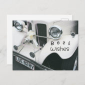 黒エレガント白結婚車 シーズンポストカード (正面/裏面)