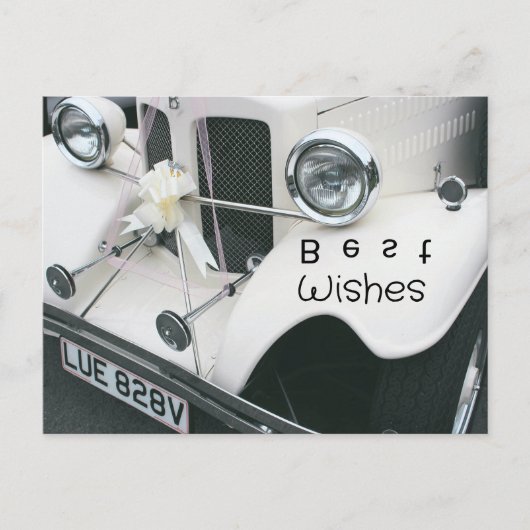 黒エレガント白結婚車 シーズンポストカード (正面)