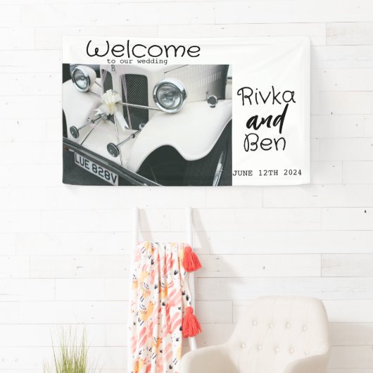 黒エレガント白結婚車 横断幕 (インサイチュ)