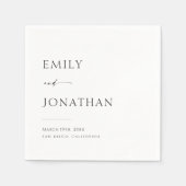 黒エレガント白結婚 スタンダードカクテルナプキン (正面)