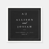 黒エレガント白結婚 スタンダードカクテルナプキン (正面)