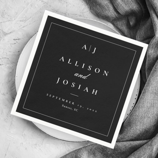 黒エレガント白結婚 スタンダードカクテルナプキン