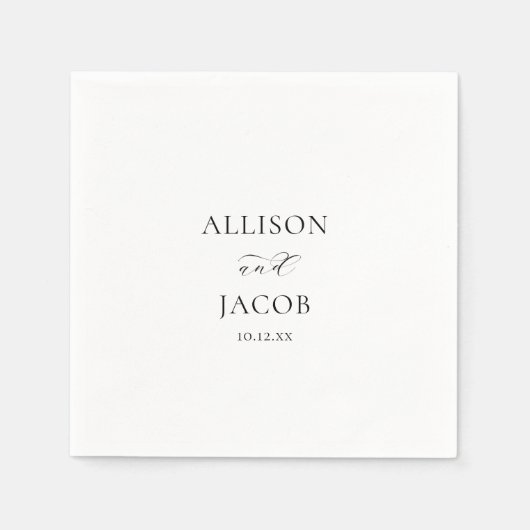 黒エレガント白結婚 スタンダードカクテルナプキン (正面)