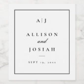 黒エレガント白結婚 ワインラベル (シングルラベル)