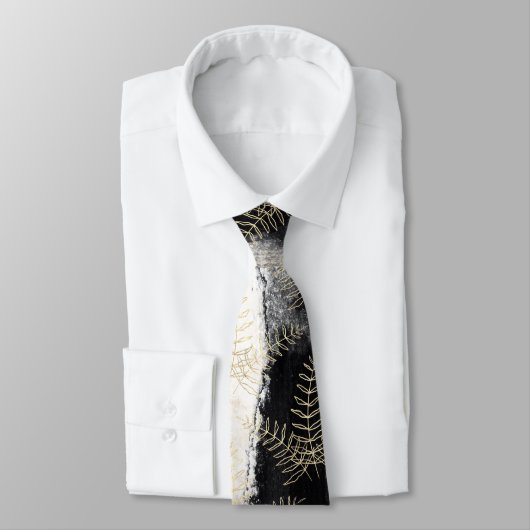 黒エレガント白金ゴールドファーンリーフ結婚ズ ネクタイ (タイ)