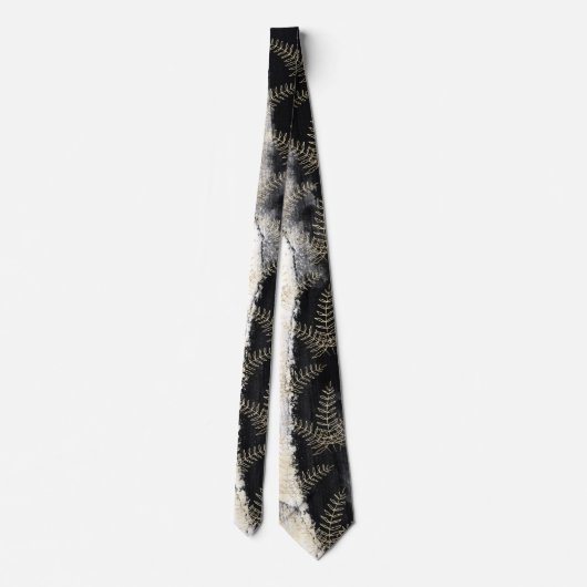 黒エレガント白金ゴールドファーンリーフ結婚ズ ネクタイ (裏面)