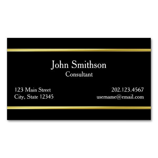 黒エレガント白金ゴールド縁ど マグネット名刺 (正面)