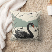 黒エレガント白鳥 クッション (ブランケット)