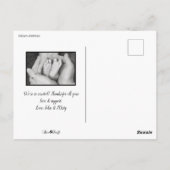 黒エレガント白2枚の写真誕生のお知らせ ポストカード (裏面)