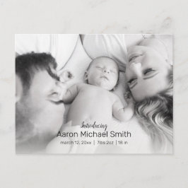 黒エレガント白2枚の写真誕生のお知らせ ポストカード