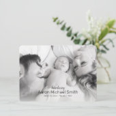 黒エレガント白2枚の写真誕生のお知らせ 招待状 (スタンド正面)