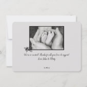 黒エレガント白2枚の写真誕生のお知らせ 招待状 (裏面)