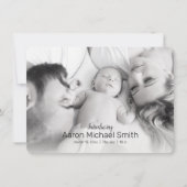 黒エレガント白2枚の写真誕生のお知らせ 招待状 (正面)