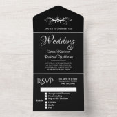 黒エレガント白3つ折りRsvp結婚's オールインワン招待状 (内側)