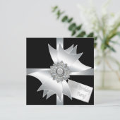 黒エレガント白40歳の誕生日パーティー 招待状 (スタンド正面)