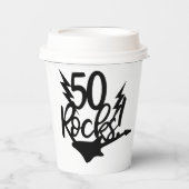 黒エレガント白50th Rocks誕生日パーティー 紙コップ (正面)
