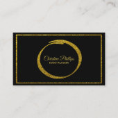 黒エレガント白、金ゴールドグリッター縁ど付 名刺 (正面)