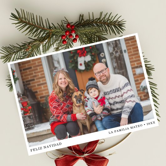 黒エレガント白Feliz Navidad家族の写真 シーズンカード