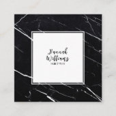 黒エレガント白Qrコード抽象芸術大理石 スクエア名刺 (正面)