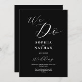 黒エレガント白We Do結婚式招待状 招待状 (正面/裏面)