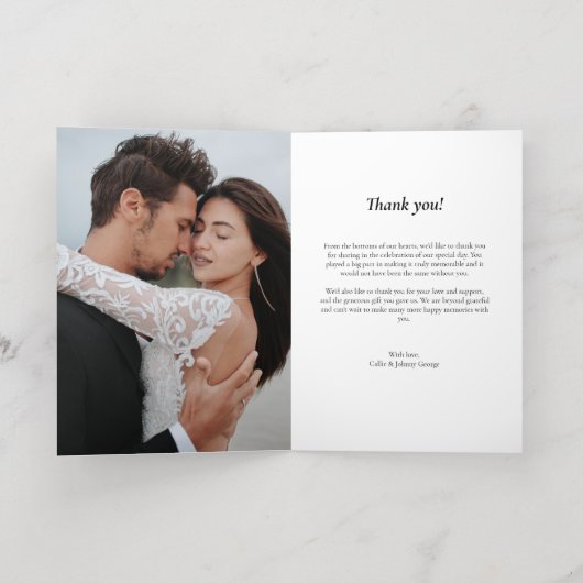 黒エレガント矢印結婚のコラージュ 箔グリーティングカード (内側レイダウン)