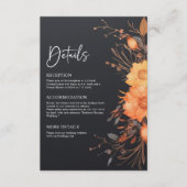 黒エレガント秋フローラウォーター結婚カラー エンクロージャーカード (正面)