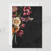 黒エレガント秋フローラスクリプトブライダルシャワー 招待状 (裏面)