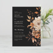 黒エレガント秋モノグラムすべて結婚の 招待状 (スタンド正面)