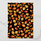 黒エレガント紅葉素朴ボホ結婚ス 箔招待状 (裏面)