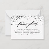 黒エレガント紙吹雪卒業未来プラン ノートカード (正面)