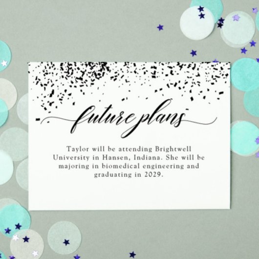 黒エレガント紙吹雪卒業未来プラン ノートカード