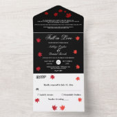 黒エレガント素朴白シック秋の結婚式 オールインワン招待状 (内側)