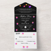 黒エレガント素朴白ネオン秋の結婚式 オールインワン招待状 (内側)