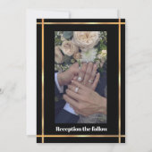 黒エレガント素朴緑の黄金招待状 招待状 (裏面)