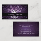 黒エレガント紫と白のトーンヴィンテージフレーム2 名刺 (正面/裏面)