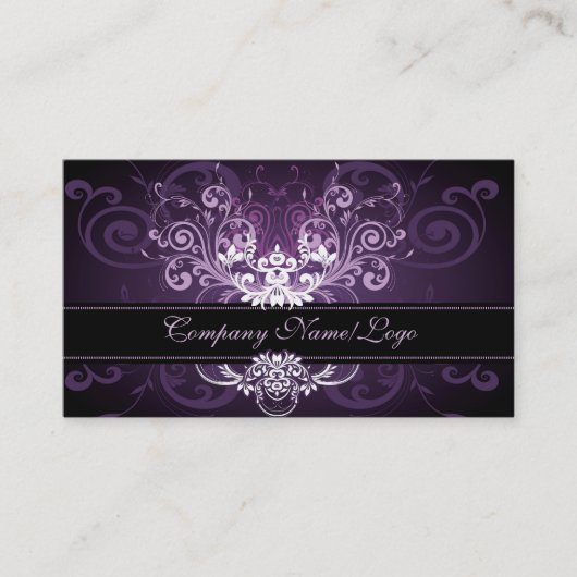 黒エレガント紫と白のトーンヴィンテージフレーム2 名刺 (正面)