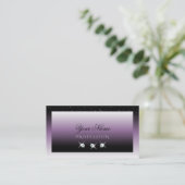 黒エレガント紫のグラデーション輝く宝石スタイリッシュ 名刺 (スタンド正面)