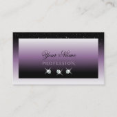 黒エレガント紫のグラデーション輝く宝石スタイリッシュ 名刺 (正面)