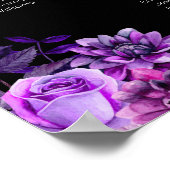 黒エレガント紫の結婚座席表 ポスター (角)