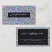 黒エレガント紫カラフルグリッター&スパークル1 名刺 (正面/裏面)