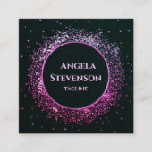 黒エレガント紫グリッター名刺 スクエア名刺 (正面)