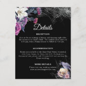 黒エレガント紫ゴシックフローラスカル結婚ズ エンクロージャーカード (正面)