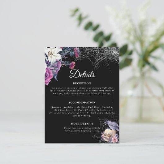 黒エレガント紫ゴシックフローラスカル結婚ズ エンクロージャーカード (スタンド正面)