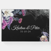 黒エレガント紫ゴシックフローラスカル結婚ズ ゲストブック (正面)